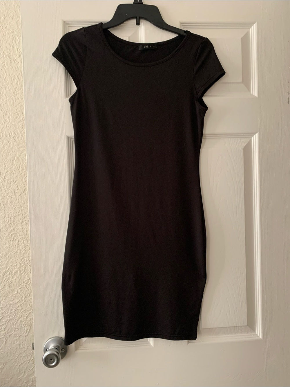 SHEIN Black Cap-Sleeve Mini Bodycon Dress
